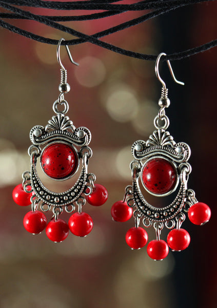 Vintage Stone Beads Earrings