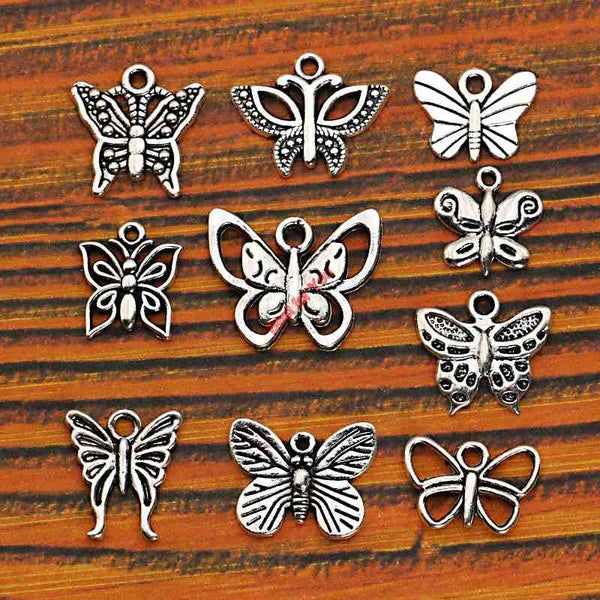 DIY Mixed Silver Plated Butterfly Charm Pendant for Bracelet And Necklace