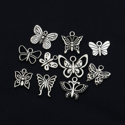 DIY Mixed Silver Plated Butterfly Charm Pendant for Bracelet And Necklace