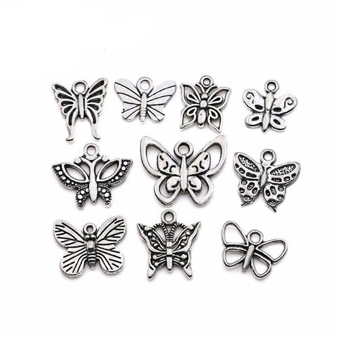 DIY Mixed Silver Plated Butterfly Charm Pendant for Bracelet And Necklace