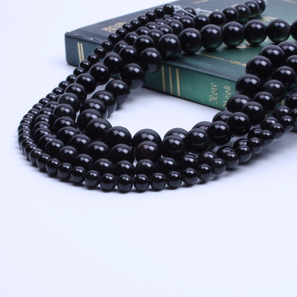 Smooth Round Black Stone Jewelry Beads