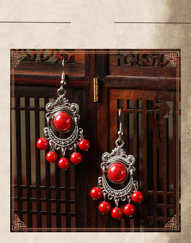 Vintage Stone Beads Earrings