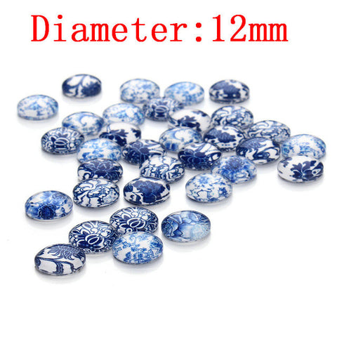 Round Blue and White Porcelain Beads