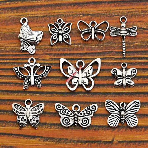 DIY Mixed Silver Plated Butterfly Charm Pendant for Bracelet And Necklace